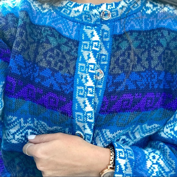 Vintage Apres Ski Alpaca Sweater Cardigan - Picture 7 of 8